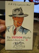 G1 Old MANSFIELD OHIO Postcard Matthes Clothing Mens Store Stetson Playboy Hats picture
