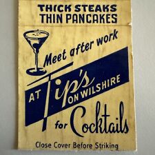 Vintage 1955 Tip’s On Wilshire Los Angeles Cocktail Bar Matchbook Cover picture