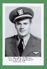 Donald McPherson WWII Fighter Pilot Ace-5 Kills Signed 4x6 B/W Photo E25361 picture
