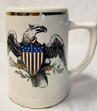 VTG 1962 Beer Stein American Eagle Emblem Patriotic US Flag Mug Delano Studios picture