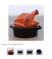Turkey Thanksgiving Salt & Pepper Shaker Black Pot with Cooked Turkey picture