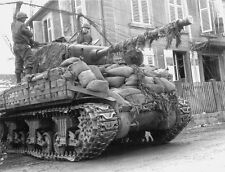 WWII B&W Photo US Army M4 Sherman Tank Rittershofen Germany 1945  WW2 / 3046 picture