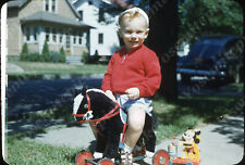 sl44  Original Slide  1950's Boy on pony w/ Mickey Mouse drummer toy 873a picture