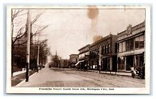 1911 Michigan City, IN Postcard- FRANKLIN STREET SOUTH Car Buildings picture