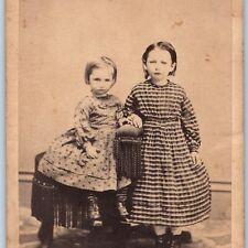 c1860s Adorable Little Girls Cute Young Ladies SHARP CDV Real Photo Card Old H39 picture