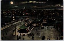 Turkey - Constantinople Moonlight View Square Street View Buildings Postcard picture