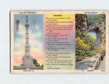 Postcard Yorktown Monument & Natural Bridge Virginia Poem Virginia USA picture