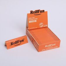 RollFun Wood Rolling Paper 77 mm Cigarette Smoking 1 1/4 Size Full Box 24 Packs picture