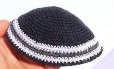 Black Knitted Yarmulke Yamaka Kippah Kipot hat Shabbat 7 inch 18 cm Set of 5 picture