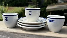 3 Vintage US Navy Espresso Cups (Walker, Meyer +) & Saucers (Shenango/O. P. Co.) picture