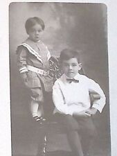 C.1910s RPPC Studio Portrait Of 2 Adorable Boys Children On Chair Postcard 516 picture