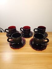 AVON 1876 Ruby Red Cape Collection Set of 5 Cup & Saucer Sets Gothic  picture