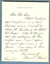 LINCOLN MEMORIAL SCULPTOR DANIEL FRENCH SIGNED LETTER  picture
