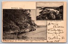 Castle Rock & Rock River Scenery Dixon Illinois IL 1905 Postcard picture