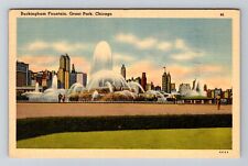 Chicago, IL-Illinois, Buckingham Fountain Grant Park c1940, Vintage Postcard picture