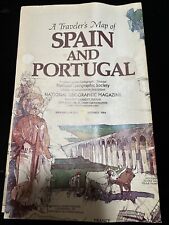 Vintage A TRAVELER’s MAP OF SPAIN AND PORTUGAL National Geographic 1984 picture