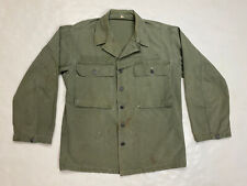 Vintage 1940s WWII US ARMY HBT Herringbone Twill 13 Star Button Shirt 38R picture