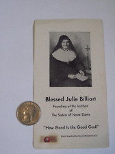 Vtg relic touched bones prayer card Blessed Julie Billiart Sisters of Notre Dame picture