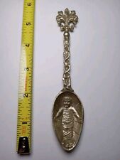Vintage SilverItaly Religious Souvenir Spoon Baby Jesus Angel Spiritual Artisan picture