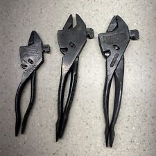 (3) EIFEL PLIERENCH Tools - (1) 7.5” (2) 8.5” Antique Vintage Pliers Wrench Tool picture