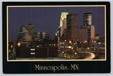 Norwest Bank Tower at Dusk, Minneapolis MN Minnesota Continental Postcard picture