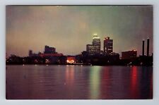 Toledo OH-Ohio, Maumee River, Downtown at Night, Vintage Postcard picture