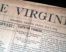 Rare WOODSTOCK VA Cumberland County Virginia 19th Century 1886 Antique Newspaper picture