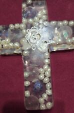Vintage Clear Acrylic Resin Mother Mary Cross picture
