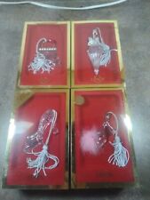 Set of 4 Lenox Crystal Glass Pave Gems Christmas Ornaments in Box picture