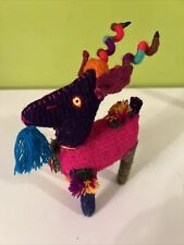 Mexican Folk Art Deer Stag Handmade Wool Chiapas Stuffed Animal Colorful 8.5” picture