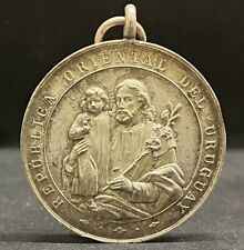 URUGUAY 1885 CATHOLIC WORKERS CIRCLE SAINT JOSEPH AND BABY JESUS HIGH RELEIF picture