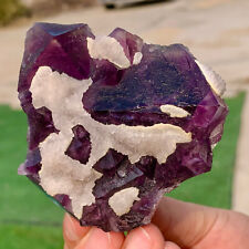 260G  Rare crystal samples of transparent purple cubic fluorite/China picture