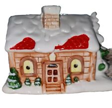 VTG Snow Village Tealight House Candle Holder Christmas Winter Decor Box Ceramic picture