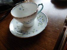 Vintage Shelley Blue Rock cup saucer England Nochip Likenew FreeShip Floral Tea picture