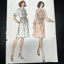 Vintage 1970s Vogue 8904 Loose Fit Blouson Dress Collar Sewing Pattern 12 XS CUT picture
