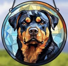 ROTTWEILER Dog Suncatcher Picture Pendant Stained Glass Birthday Present Gift picture
