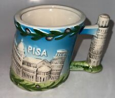 Painted Decorated Leaning Tower Of Pisa Italy Ceramic Mug Cerrini Fabrizio RARE picture