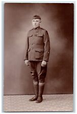 c1910's WWI Army Soldier Studio Portrait RPPC Photo Unposted Antique Postcard picture