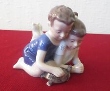 Lyngby Porcelæn, Denmark, Figure in Porcelain, Siblings with Turtle, 1940s # 4 picture