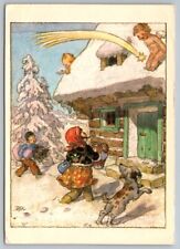 Postcard Czechoslovakia Christmas Boy Girl Cherubs artist M. Fischerova-Kvechova picture