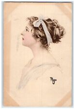 1911 Pretty Woman Curly Hair Winona Minnesota MN Posted Antique Postcard picture