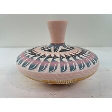 Vintage Native American Art Pottery Multi Color Squat Vase Signed by Sheila Nez picture