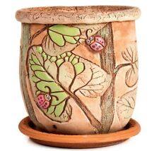 Ladybug Brown Ceramic Planter Plant Pot Handmade Vintage Clay Planter Rustic picture