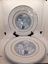 2 Prince Charles Princess Diana Royal Wedding Blue Transferware Plate Adams 1981 picture