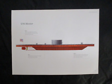 Civil War Union Ironclad Warship Print- USS Monitor - SEE MY 1885 MONITOR PRINTS picture