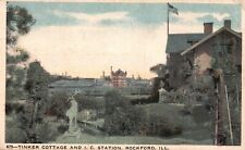 Postcard IL Rockford Illinois Tinker Cottage & I.C. Station Vintage PC e9218 picture