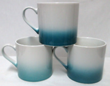 Pfaltzgraff Hombre turquoise blue white Large Mug Cup Micro & Dish Safe Set 3 picture