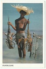 Antilles Guadeloupe, Vintage Postcard, A Boy Holding Lobsters, Guadeloupe France picture