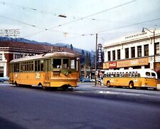 1955 LOS ANGELES STREET CAR & BUS 8.5X11 PHOTO picture