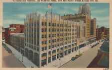 Union Bus Terminal Pickwick Hotel Kansas City MO Vintage Divided Back Post Card picture